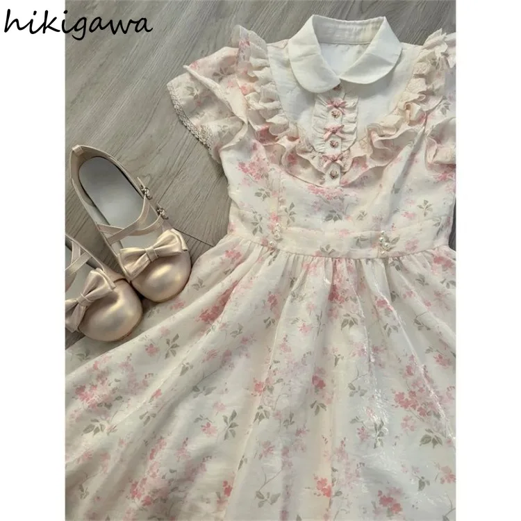 Женское лоскутное платье с цветочным принтом платье-трапеция коротким рукавом и