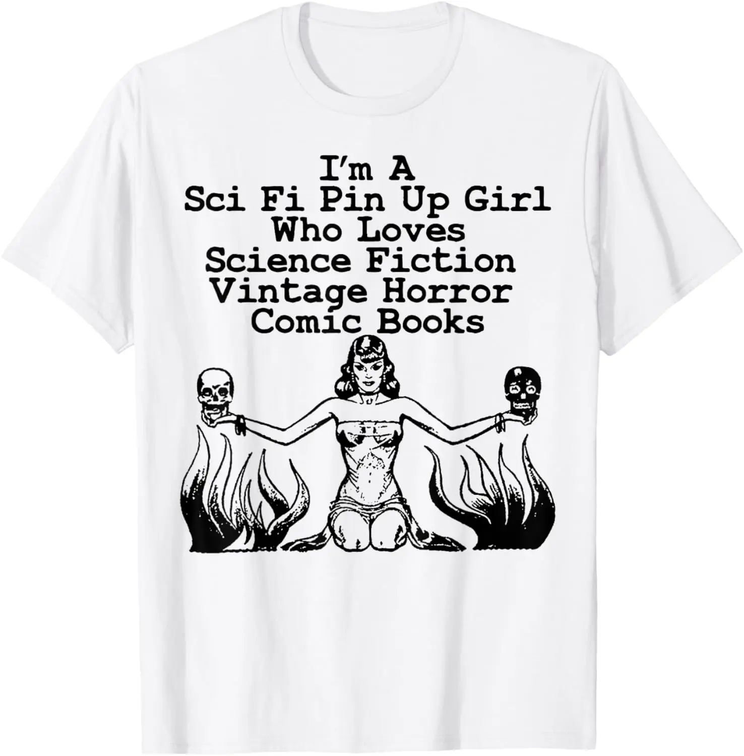 Научная фантастика Pin Up Girl Винтажная футболка с комиксами ужасов