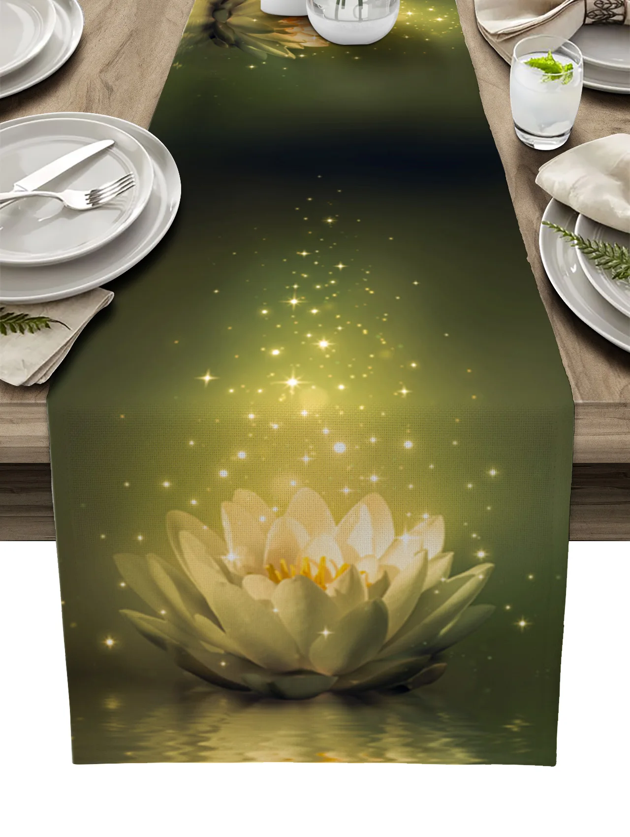 

Water Surface Magic Lotus Table Runner for Dining Table Kitchen Decor Rectangular Dining Table Runner Wedding Decoration