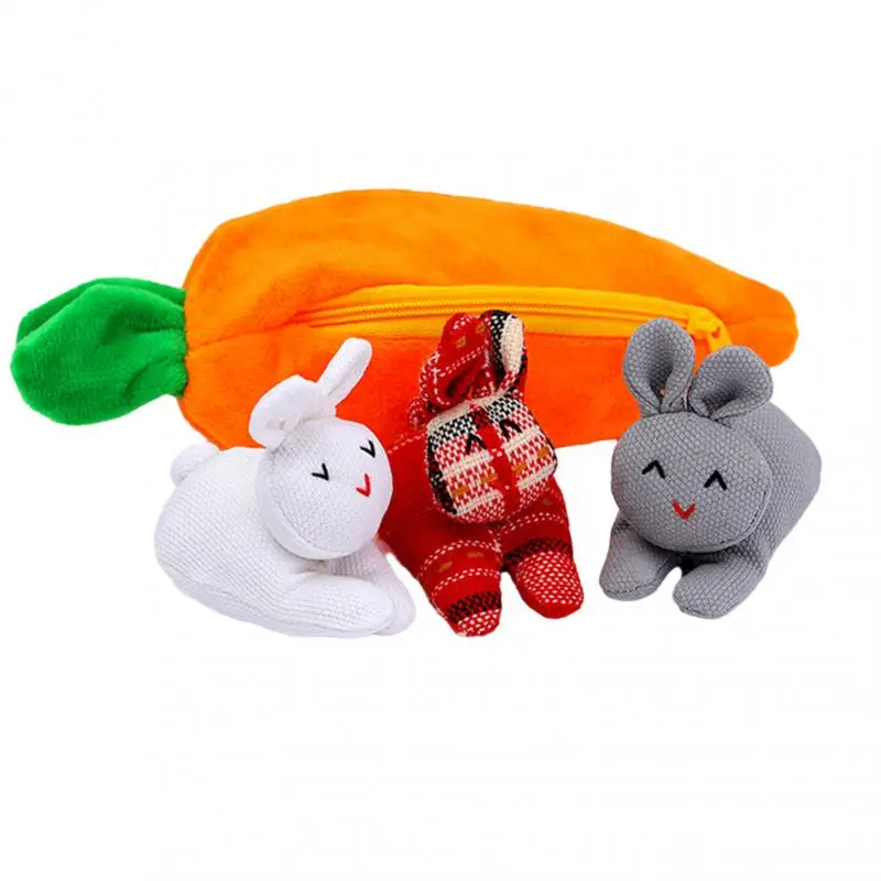 

Новинка 2022, плюшевые куклы-кролики: 3 кролика в кошельке с морковкой, Симпатичная плюшевая игрушка для подруги, пасхальный подарок для детей, кошелек для девочек с морковкой Zero