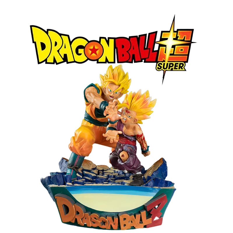

17cm Anime Dragon Ball Figure Son Gokuson Gohan Father And Son Shockwave Scene Model Gk Ornament Children's Toys Holiday Gift