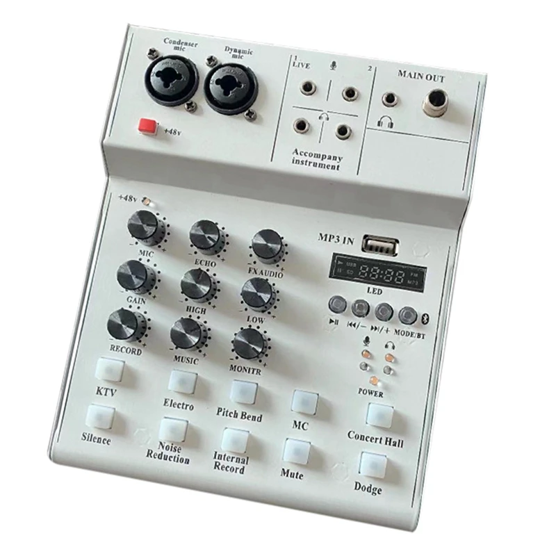 

Bluetooth Mixer Sound Card USB Audio Karaoke Studio Recording Professional Live Broadcast For Phone Computer