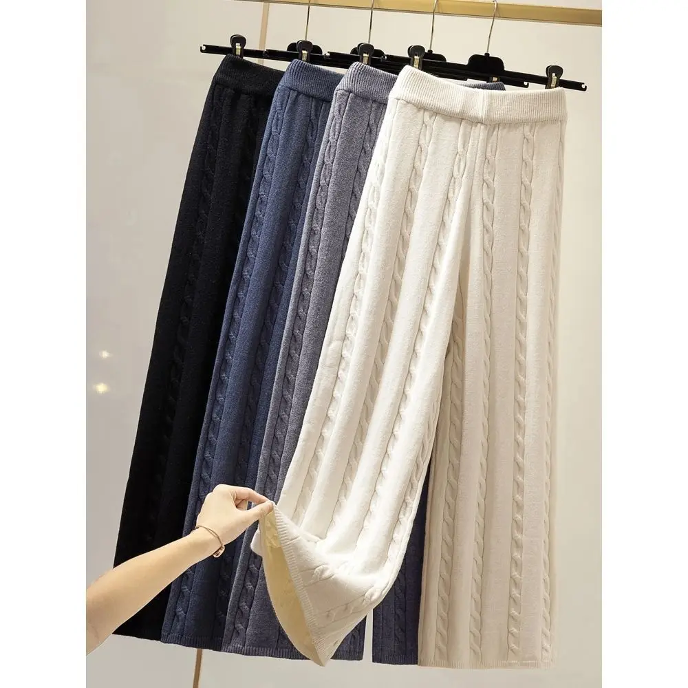

Ice Silk Wide-Leg Pants Women Cool Sweatpants Summer Pleat Loose Straight Pants Office Lady Casual Drawstring Long Trousers X150