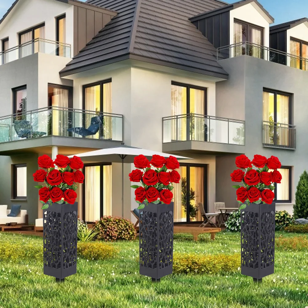 

2/4pcs Plastic Flower Basket Hollow Courtyard Graveyard Organizer Plug Flower Pots Creative Garden Balcony Decorations