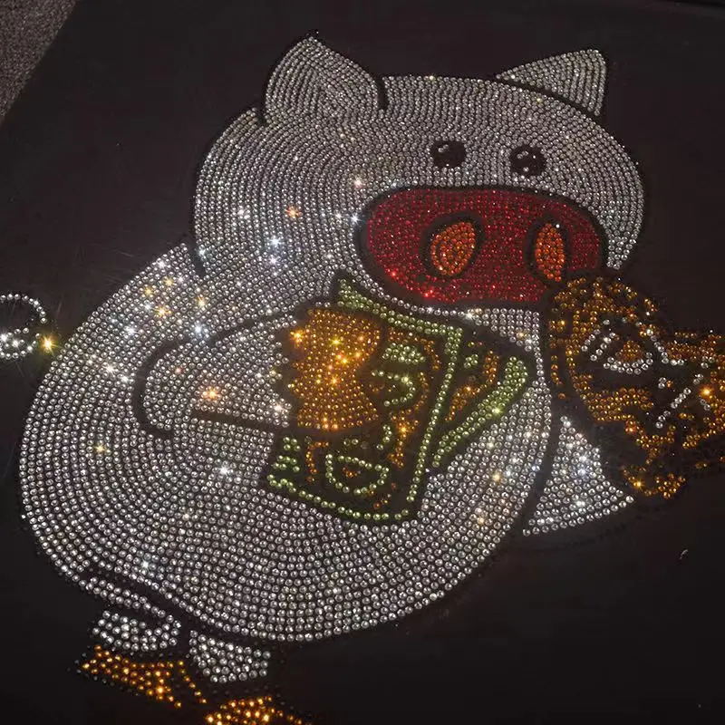 Искусственная Аппликация Блестящая Свинья И Текстура Стразы Для DIY Модные