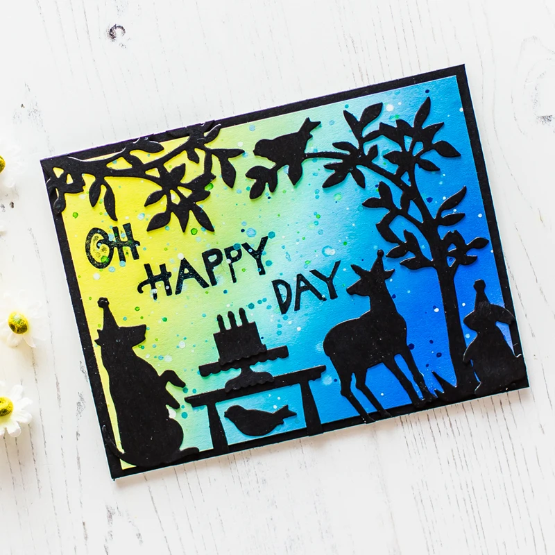

Happy Birthday Animal Card Background Metal Cutting Die DIY Scrapbook Paper Album Craft Knife Die Card Embossing Die Brand New