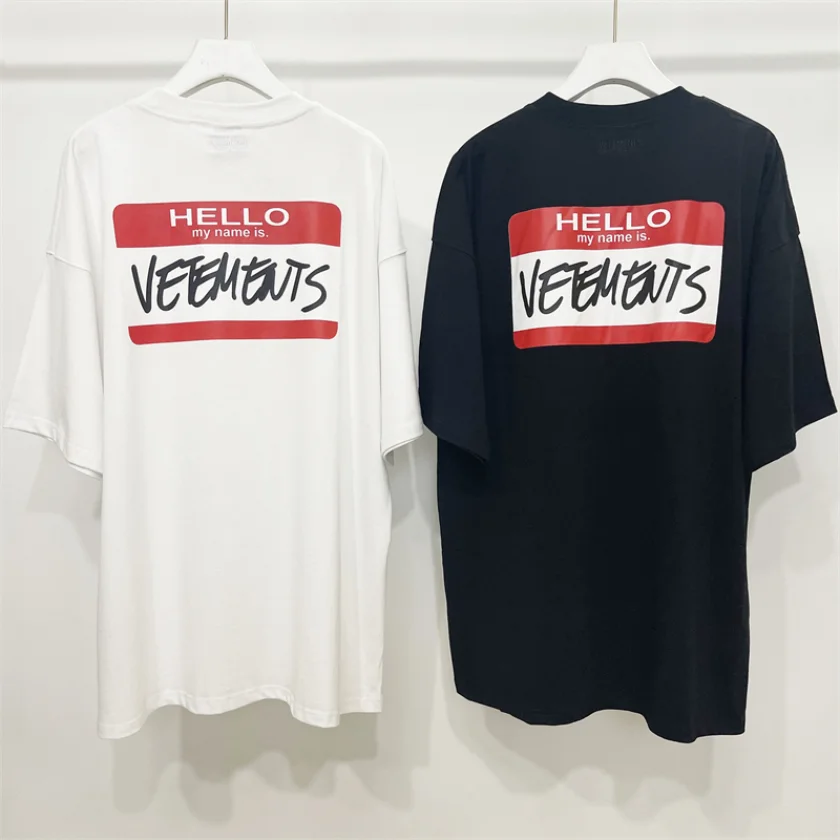 

Hello My Name Is Vetements T Shirt Men 1:1 High Quality Oversize Women T-shirt VTM Short Sleeve Tops Tee