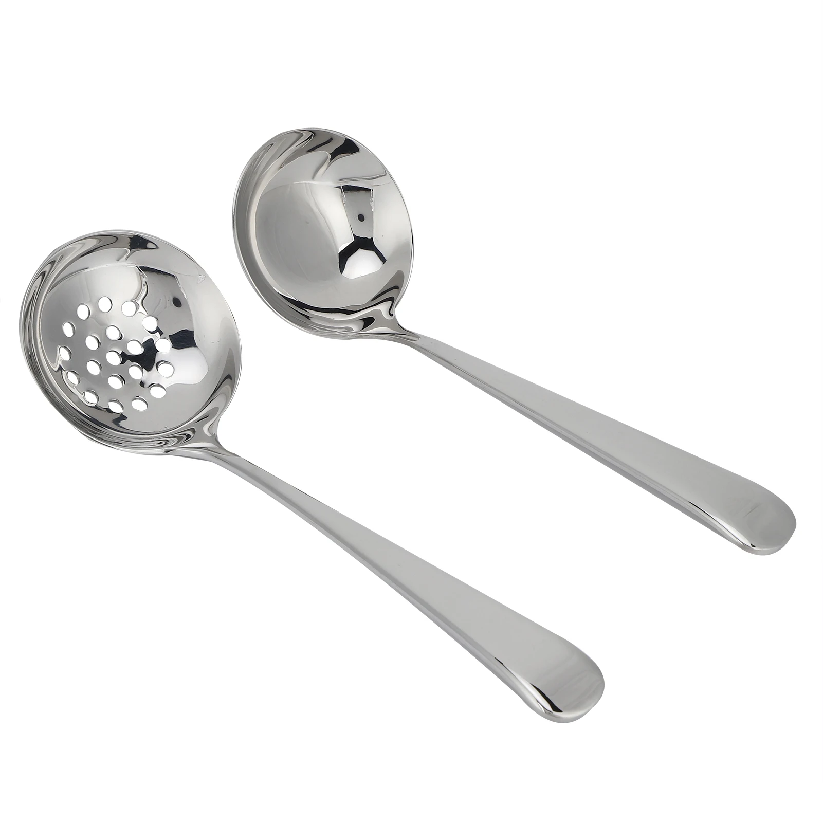 

2PCS Stainless Steel Soup Spoon Slotted Spoon Skimmer Cutlery Tableware Sets Kitchen Utensil soup