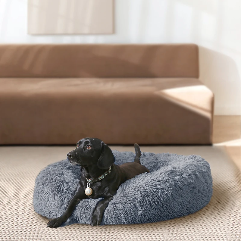 

Luxury Round Plush Bed 2022 New 60cm for Pet Less Than 7.5KG Small Medium Large Dog Removable Super Soft Pet Nest Kennel Teddy