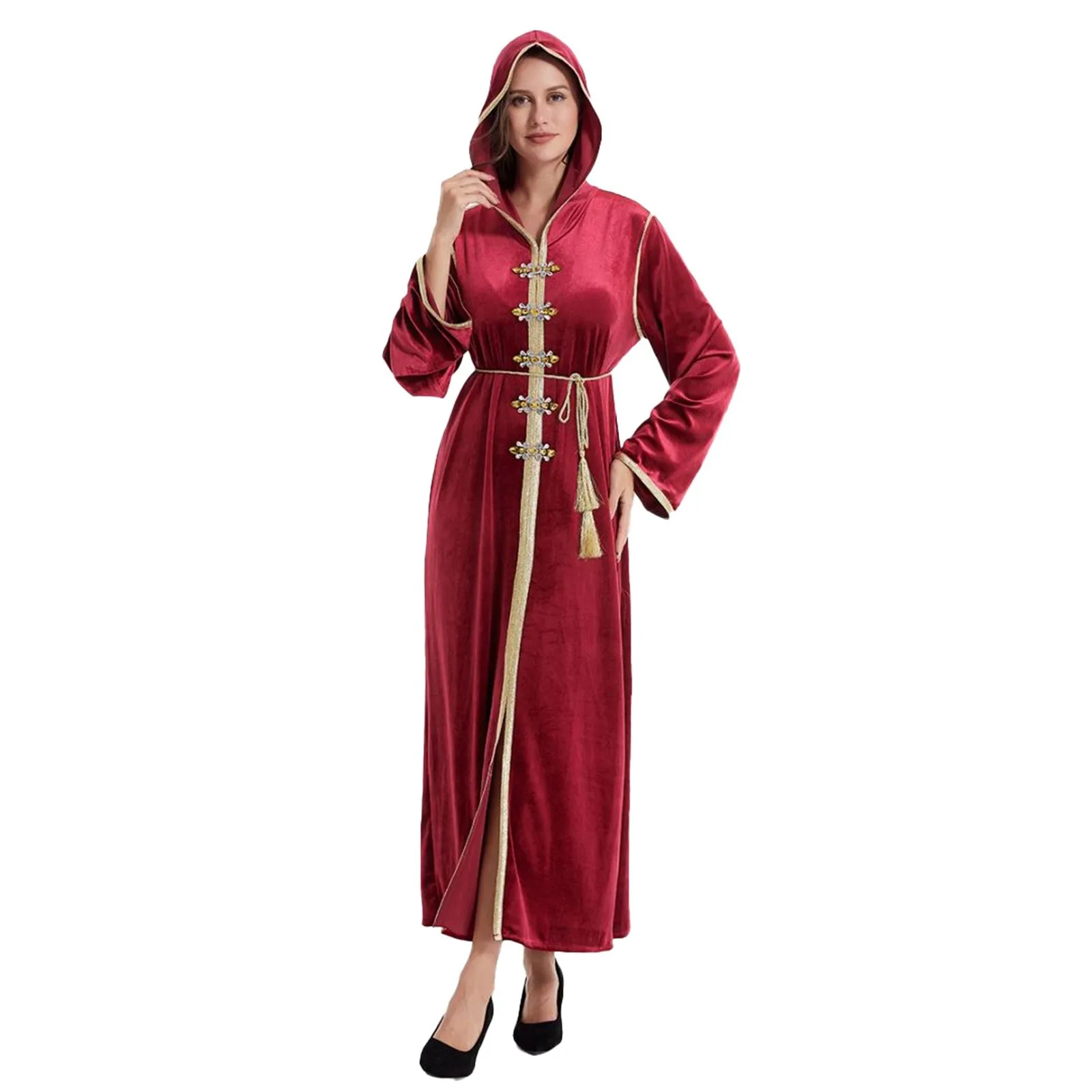 

Muslin Dress For Women Fashion Abaya Dubai Turkey Long Dress Muslim Abaya Islam Turkey Hooded Long Dress Women Robe Clothing