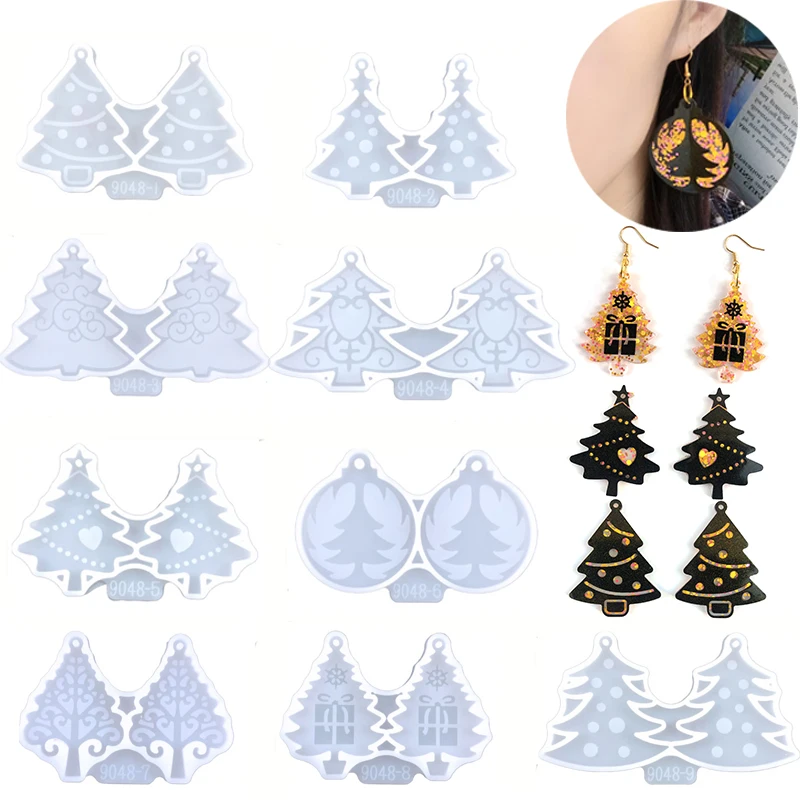 

Christmas-Tree Shape Earring Necklace Pendant Silicone Mold For Resin Earring Jewelry Crafts Making Christmas Keychain Pendant