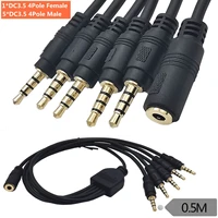 3 5mm splitter mic audio cable headphone splitter 1 to 5 ways 3 5mm trrs 4 pole female to 5 male cable for earphone headset 50cm