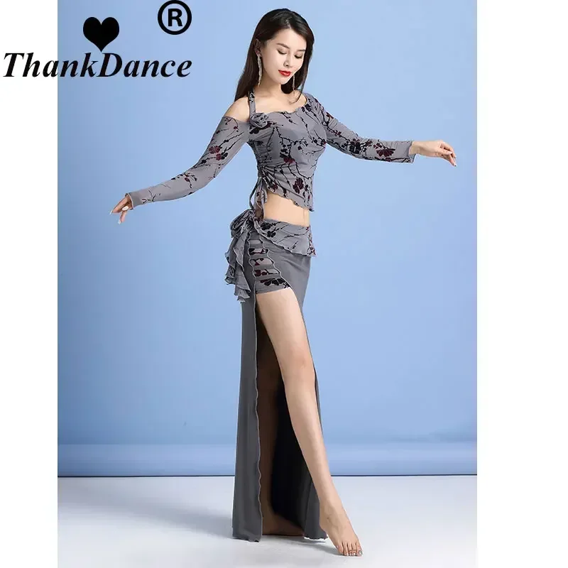 Женский костюм для танца живота восточных танцев из модала с принтом топ юбкой