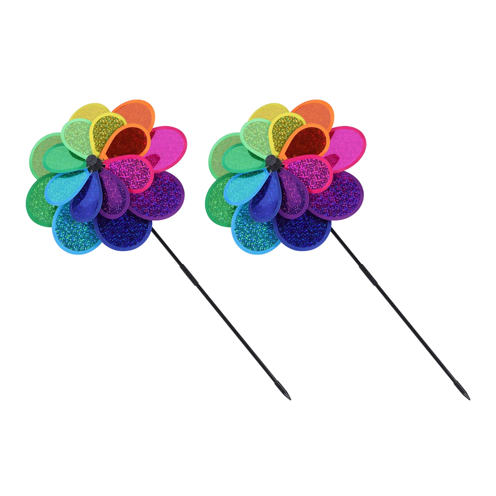 

2 Sets Decorative Pinwheels Glitter Ornaments Garden Stakes Sign Outdoor Decor Eight-leaf Sequin Windmill Handheld Wind Sticks