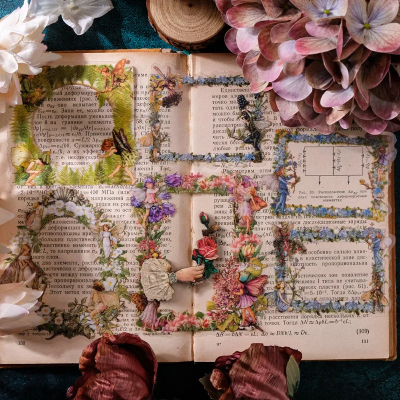 

Vintage Plant Stickers Cartoon Flowers Hand Account Material Decorative Office Stationery Scrapbooking Supplies Stickers