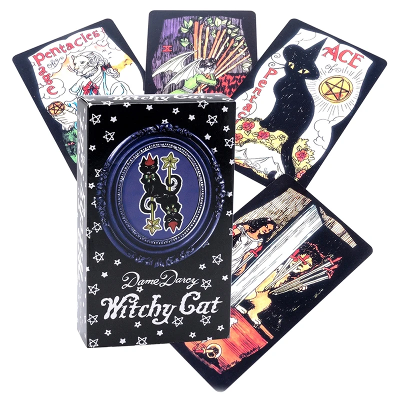 

12*7cm Witchy Cat Tarot Card Prophecy Divination Deck Family Party Board Game Beginners Cards Fortune Telling Game