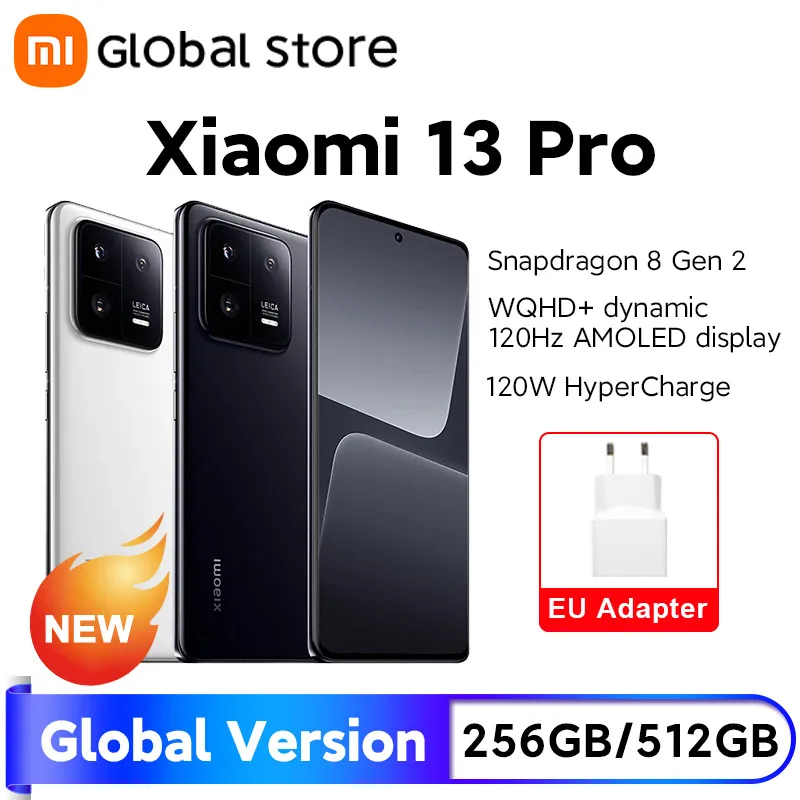 Global Version Xiaomi 13 Pro Snapdragon 8 Gen 2 Mobile Phone 50MP Leica Camera 120W HyperCharger 4820mAh 120Hz Screen