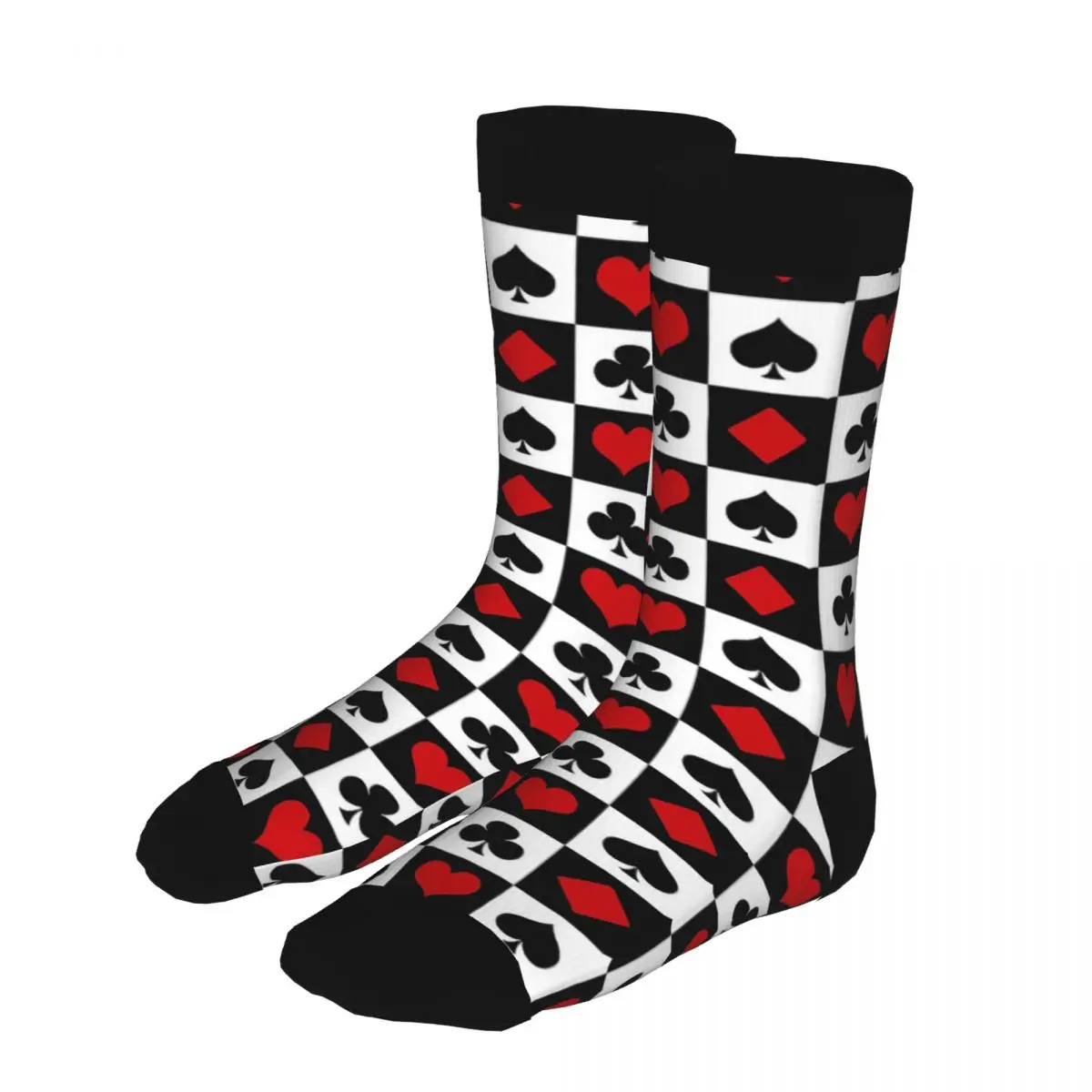 

Playing Card Thick Contrast Color Socks For Men 90% Polyester Funny Middle Tube Socks Crew Poker Betting Gambling Gift Idea