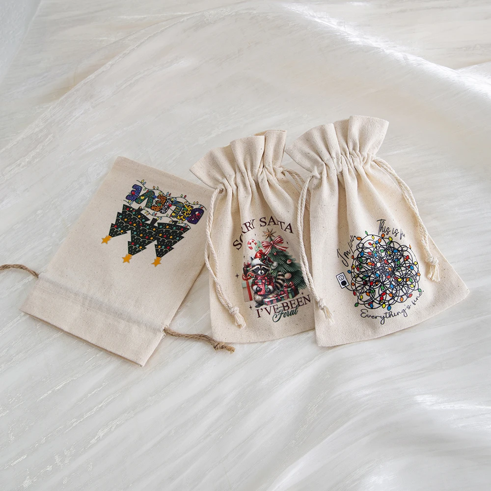 50 шт. рождественские маленькие мешковины со шнурком подарочная сумка для конфет