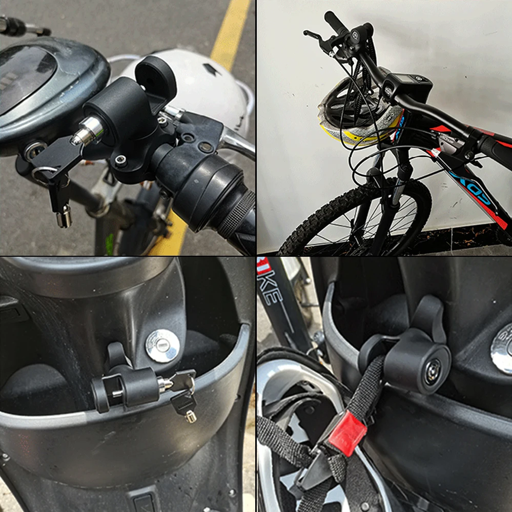 Хромированный замок для шлема мотоцикла и велосипеда против кражи, универсальные аксессуары для безопасного велосипедного спорта.