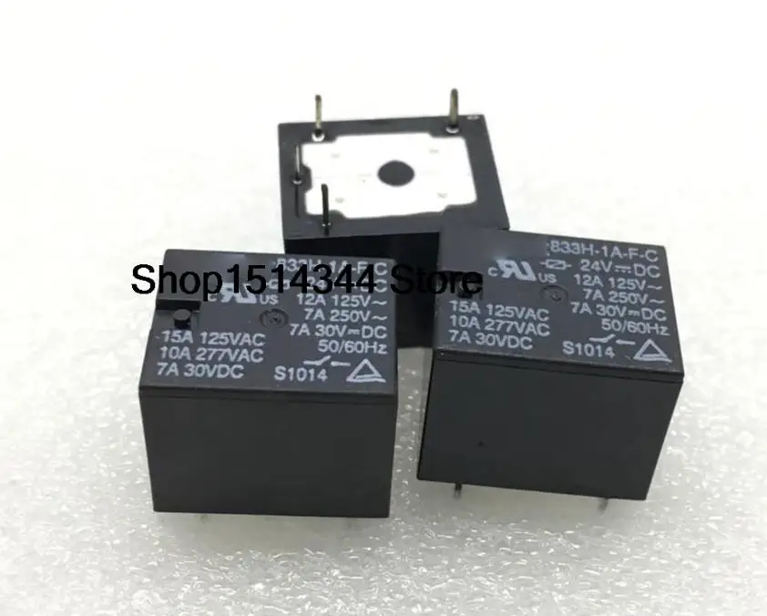 Новинка, 5 шт./лот 833H-1A-F-C-24VDC 15A 4-контактный 833H-1A-F-C