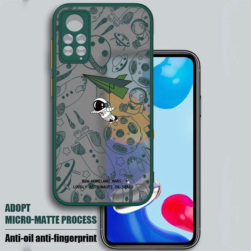 Space Astronaut Matte Case For Xiaomi Redmi Note 11 10 9 Pro 11s 10s 9s 11E Mi 11T 10T 11 Lite 5G NE Poco F3 X3 M3 Pro 5G Cover