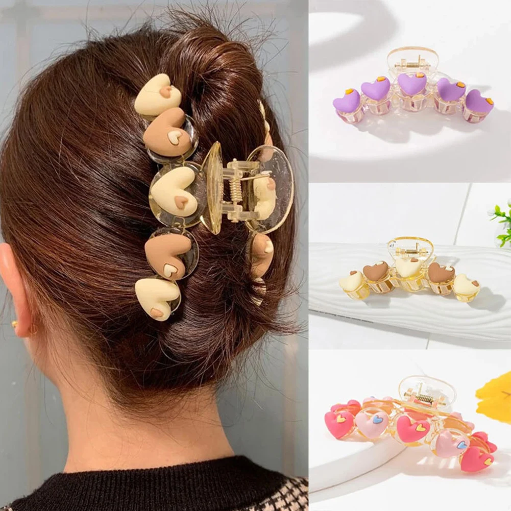 

Женские заколки для волос в форме сердца, модные зажимы для волос с большими сердечками, милые карамельные аксессуары для волос, повязка на ...