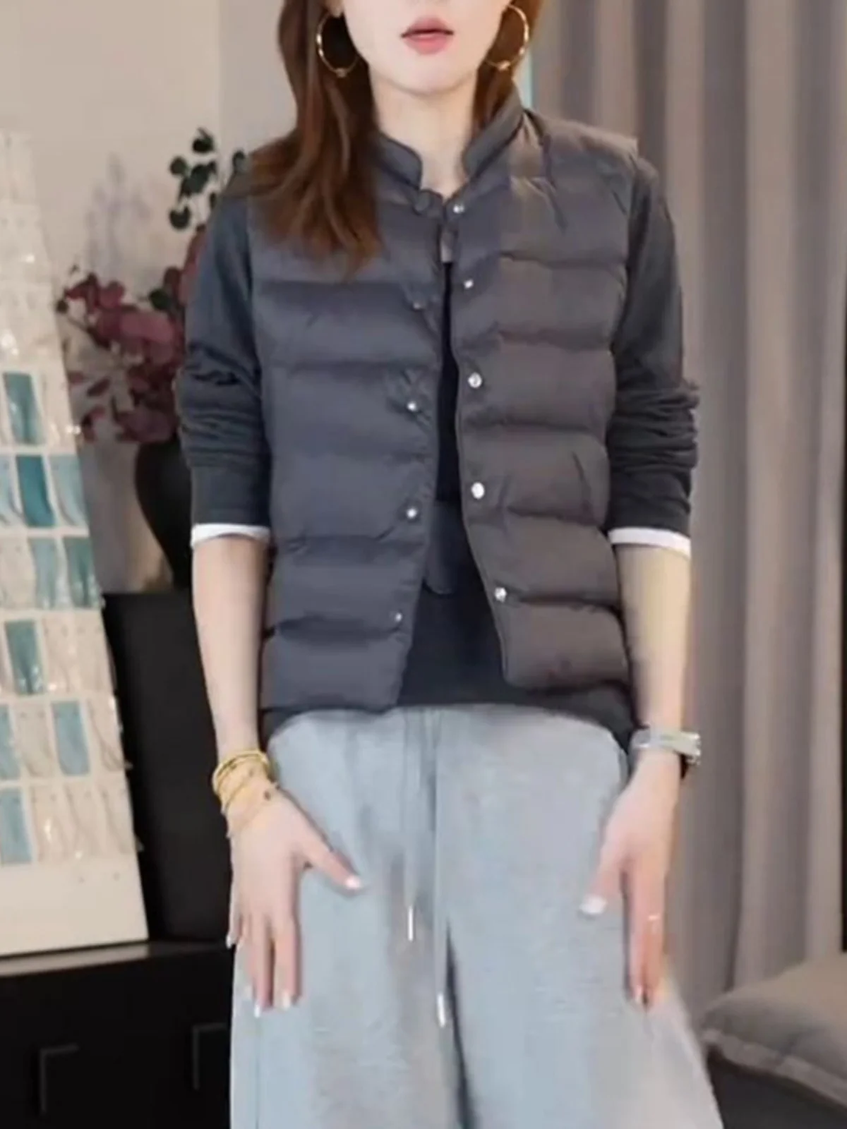 Куртка на хлопковой подкладке женский жилет новинка 2024 зимний свободный с