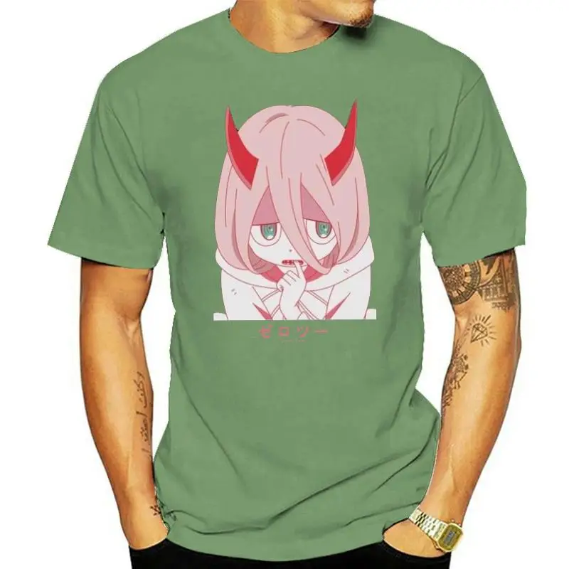

Футболка мужская хлопковая с принтом Zero Two Darling In The Franxx, Милая женская рубашка с рисунком, летняя футболка в стиле аниме, в стиле Харадзюку