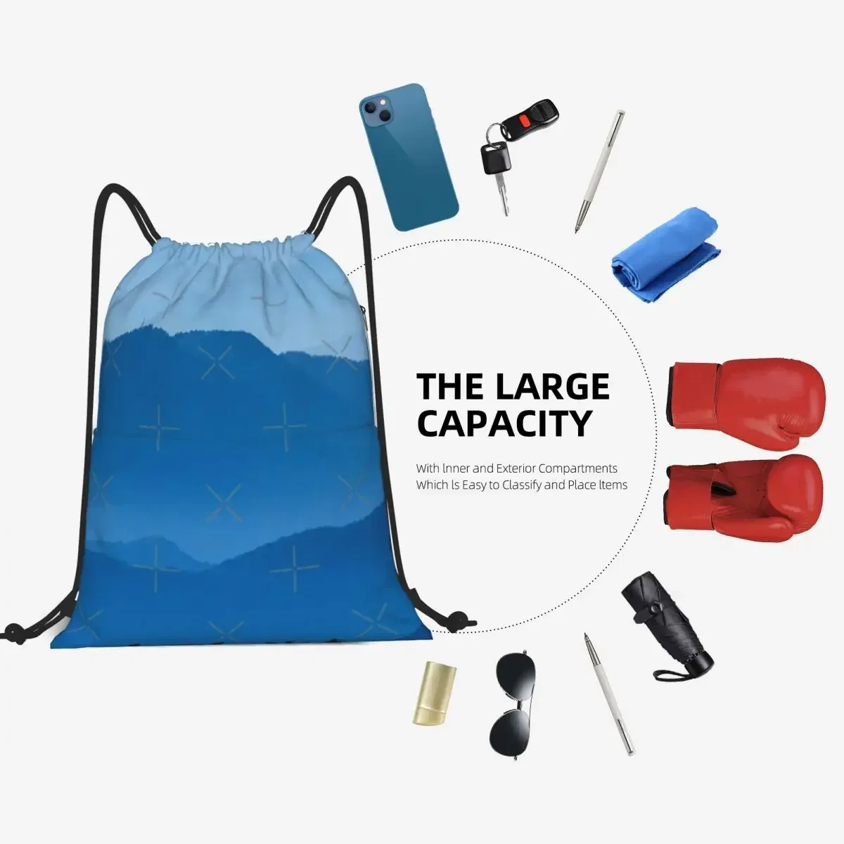 Рюкзак на шнурке сумка через плечо с карманом молнии для занятий спортом и