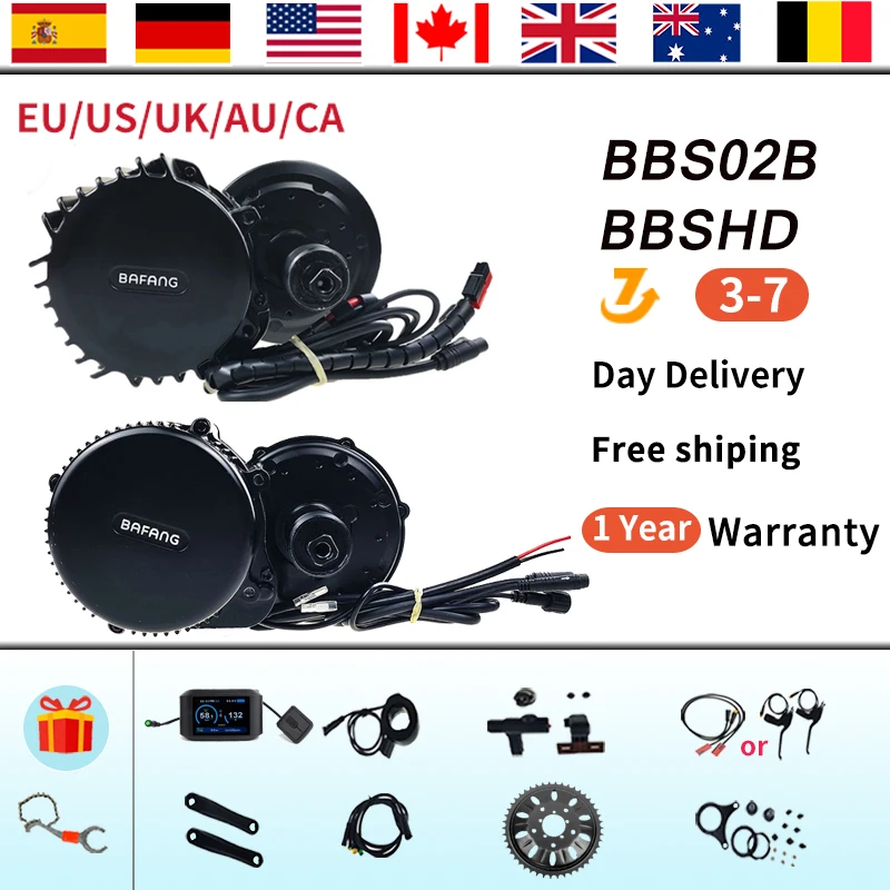 

Bafang BBS01B BBS02B BBSHD 48V 750W 1000W Mid Drive Motor Bicycle Electric eBike Conversion Kit Powerful Central e-Bike Engine