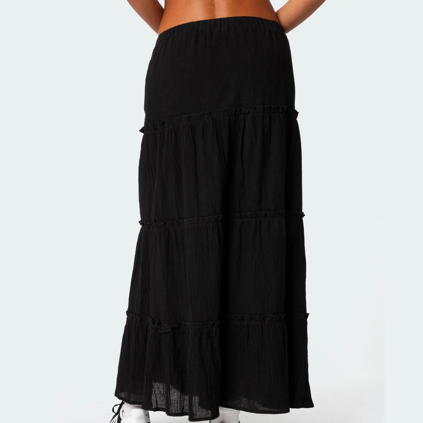 Женская летняя юбка с заниженной талией Однотонная юбка-качели цветочным