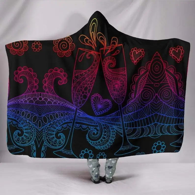 

Hooded Blanket, Champage Mandala, Yoga Meditation, Hindu Indian, Hippie Festival, Gypsie Lotus, Chakra Trippy, Colorful Throw