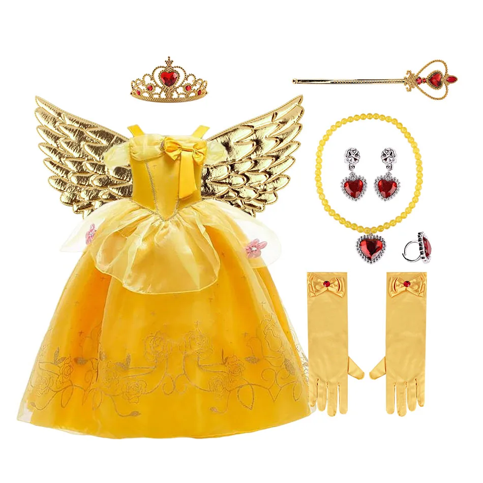 

Princess Belle Dress Little Girl Clothes Size 9Y Cosplay Party Ball Gown Fair Spring 2022 Costume Wholesale Lots Bulk Clothes