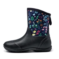spring print women rubber boots waterproof anti slip fashion rain boots thick sole flower sandals work combat boots