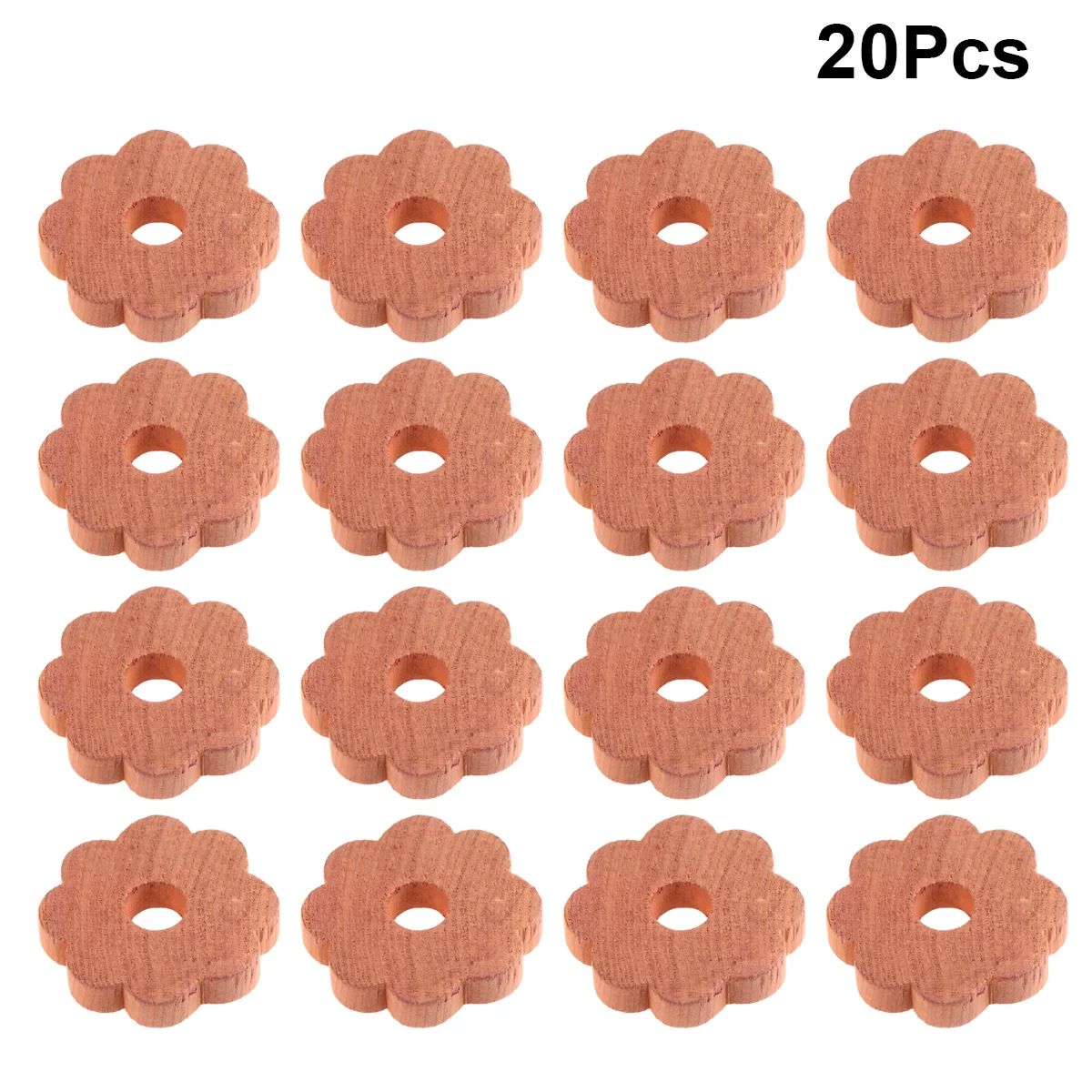 

20pcs Flower Shape Blocks Mothproof Wooden Slices Clothes Dampproof Blocks DIY Cedarwood Supplies