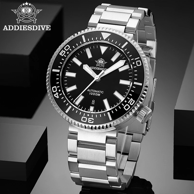 ADDIESDIVE новые мужские механические часы светящиеся наручные часы с сапфировым стеклом часы из нержавеющей стали 100 бар водонепроницаемые автоматические часы (art.: 3920d32abb396) - 3920d32abb396