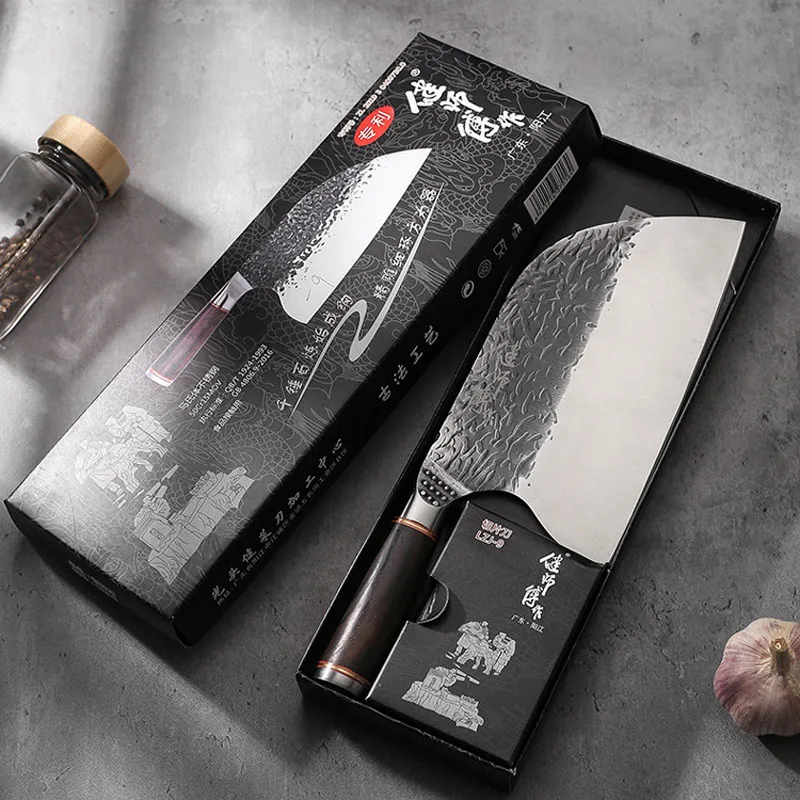 Фото Профессиональный нож мясника, разделочный нож из высокоуглеродистой стали, кованый китайский тесак ручной работы, кухонный нож шеф-повара, кухонные инструменты №1