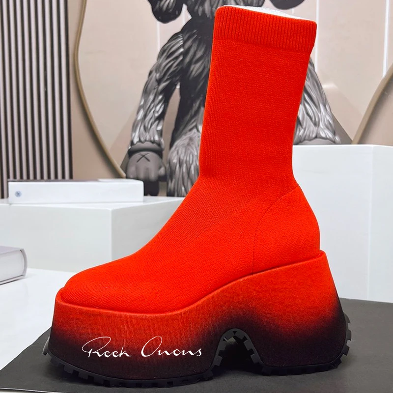 

Облегающие короткие сапоги, Новинка осени 2023, женские сапоги с переплетенным верхом, увеличивающие рост, износостойкая женская обувь на толстой подошве