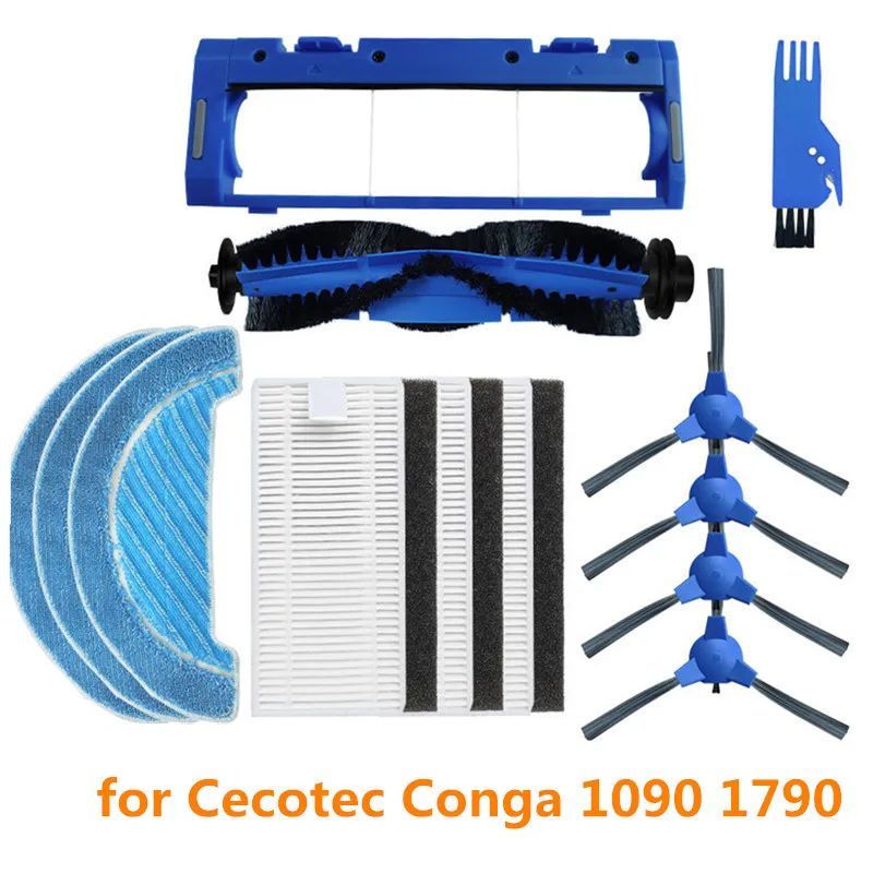 

12 шт. для Cecotec Conga 1090 1790, ультратитановая Роботизированная быстрая основная боковая щетка, фильтр НЕРА, насадка на швабру