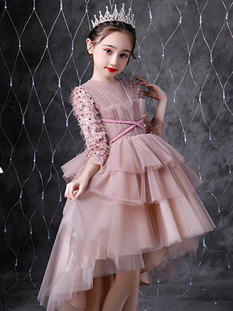

Young Children Princess Girls Wedding Party Tutu Frocks 2022 Winter Autumn Gala Kids Ball Gown Dress 8 Years Old Sequin Dress