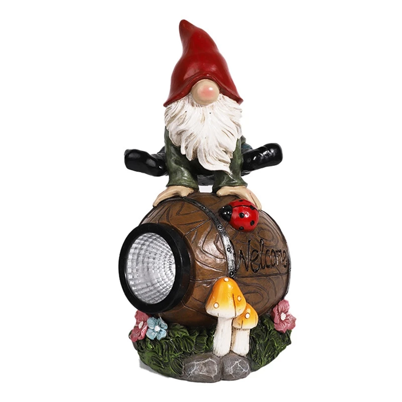 

Gnomes Garden Statues Elf Figurine,Solar LED Light Dwarf Sculpture For Outdoor Indoor Yard Lawn