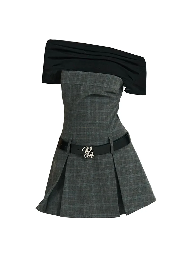 Новый дизайн элегантные цельнокроеные платья имитация двух предметов женское