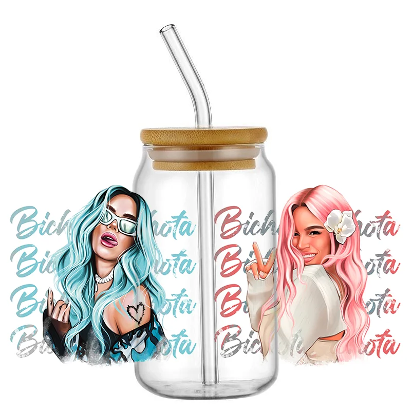 Наклейка супер звезда Женская 16 унций УФ DTF наклейка на чашку переводные наклейки