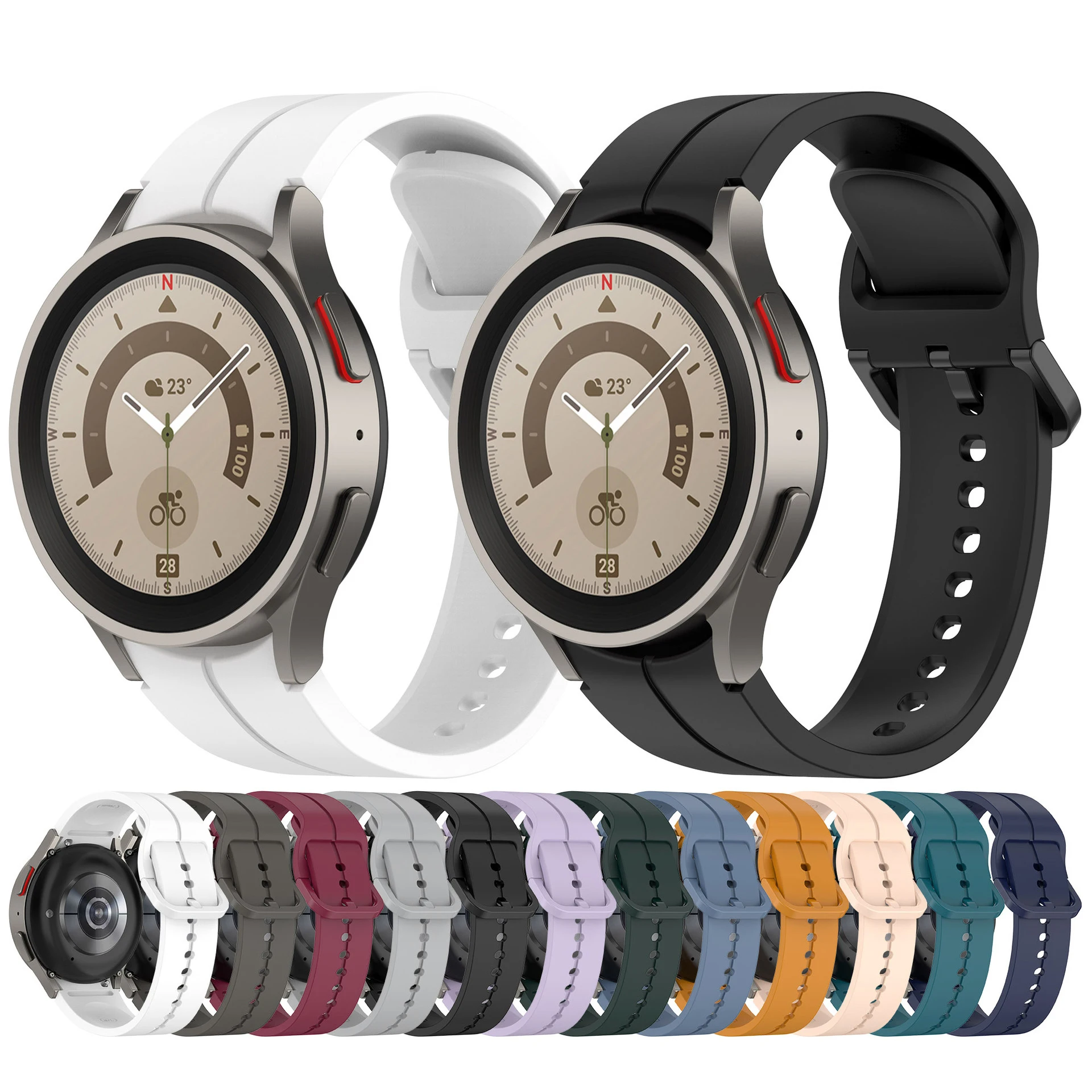 

Original Curved End Silicone strap For Samsung Galaxy watch 5/4 40mm 44mm 5 Pro 45mm bracelet band For Watch 4 Classic belt