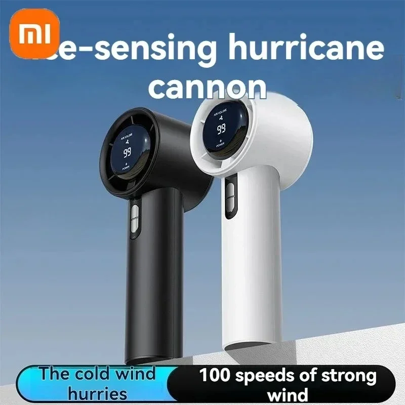 Фото Ультра тихий ручной вентилятор Xiaomi, 100-скоростной ​ ​ Перезаряжаемый через USB портативный мини-турбовентилятор для офиса и путешествий со светодиодным индикатором №2