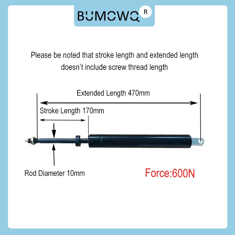 

Контролируемая газовая пружина BUMOWQ 600N черная сталь