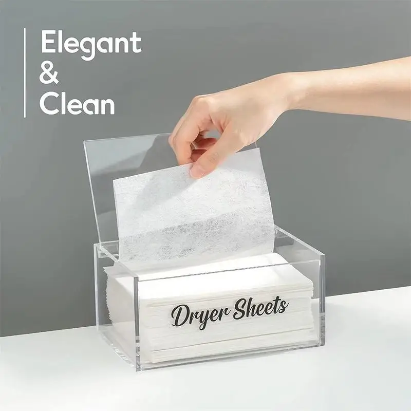 

Acrylic Tissue Box Napkin Holder Dryer Sheet Holder Rectangular Dispenser Tissue Organizer With Dust-Proof Lid For Bathroom
