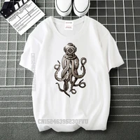 retro scuba diver weird octopust shirts men women couples casual tee shirts summer brand camisas hombre cartoon harajuku t shirt