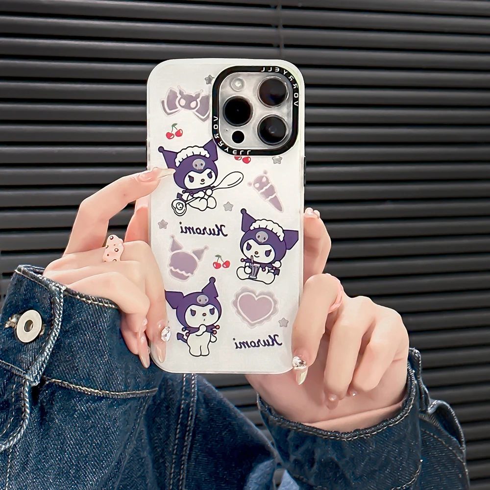 

Kawaii Sanrio Kuromi Luxury Laser Phone Case For iPhone 14 13 12 11 Pro Max 14 Pro Anti-drop Back Cover Coque Y2k Girl Gift